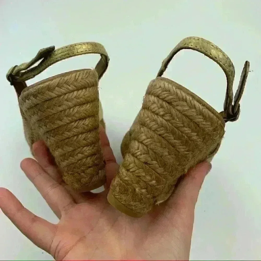 Eric Michael Espadrilles gold leather snake print